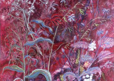 Original expressive painting of month of October in Scottish orchard