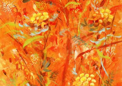 original painting of orchard wildflowers
