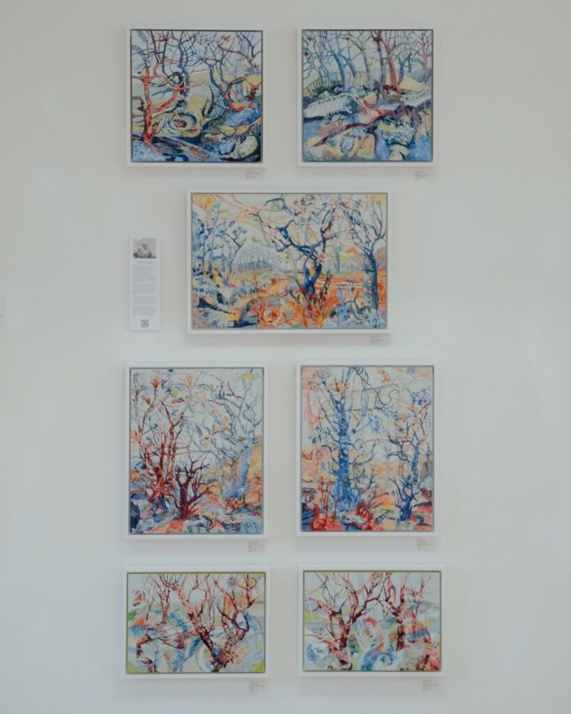 ronnie cruwys orchard seven original paintings on wall of dovecot edinburgh